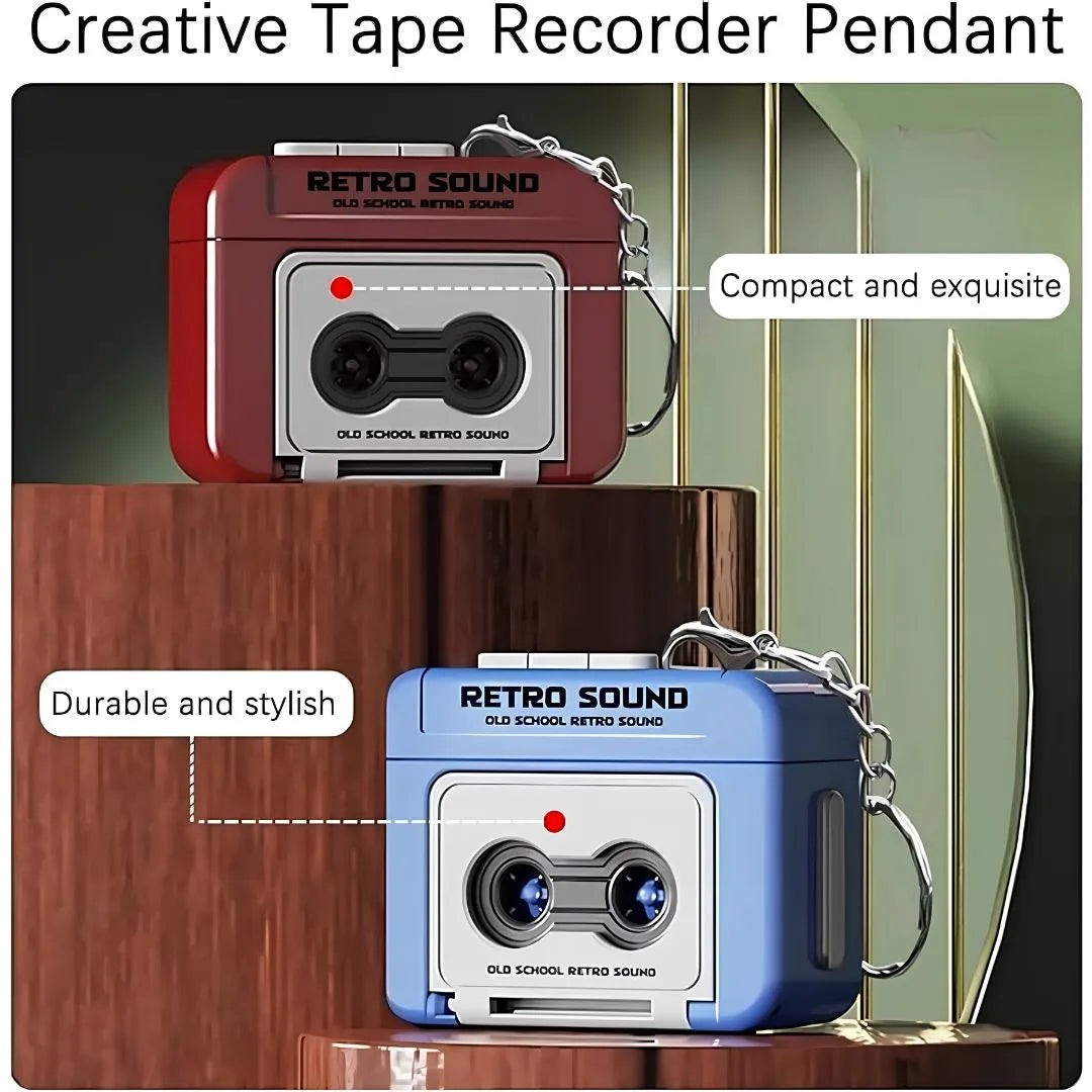 Retro Tape Recorder Keychain with Sound | Mini Audio Recorder Bag Charm