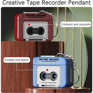 Retro Tape Recorder Keychain with Sound | Mini Audio Recorder Bag Charm