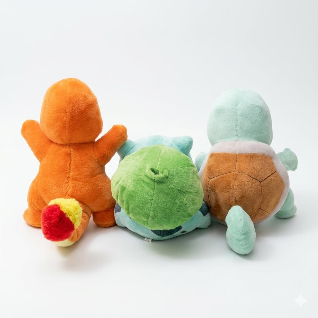 Bulbasaur, Charmander & Squirtle Plushies | Kanto Original Pokémon