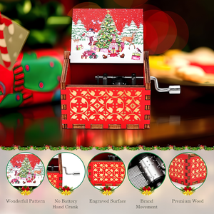Merry Christmas Wooden Music Box